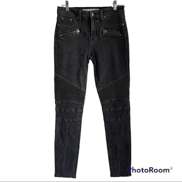 Lovers + Friends Aaron Moto Skinny Jeans in Dark Grey Size 28 - Picture 1 of 8